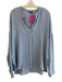 Vince Size XL Light Blue Silk Long Sleeve solid color V Neck Semi Sheer Top Light Blue / XL