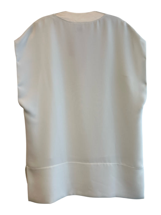 Vince Size L Cream Polyester V Neck Sleeveless Lined Side Slit Top Cream / L