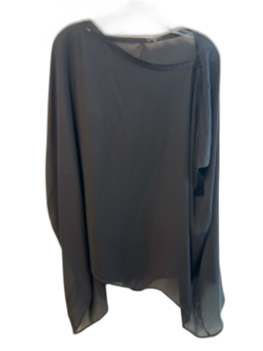 Sen Size XL Black Silk Semi Sheer Cap Sleeve V Neck Tunic Length Top Black / XL