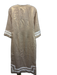 STS Sail to Sable Size XS Gold & White Linen Metallic 3/4 Sleeve Midi Dress Gold & White / XS