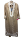 STS Sail to Sable Size XS Gold & White Linen Metallic 3/4 Sleeve Midi Dress Gold & White / XS