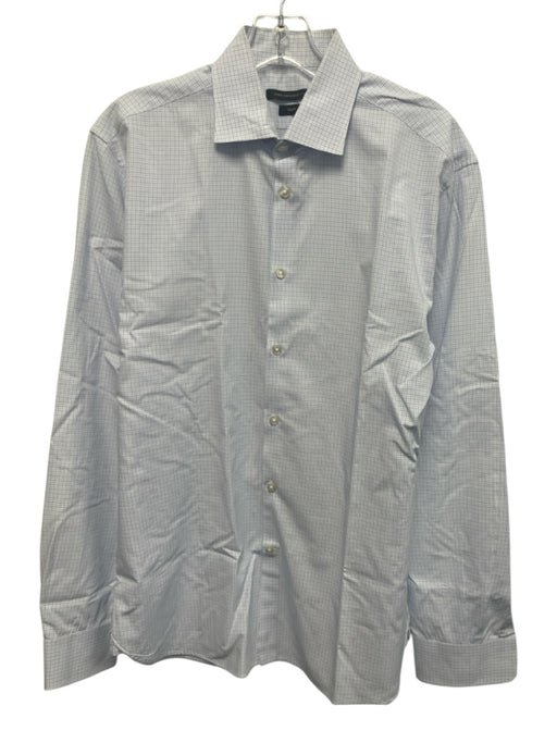 John Varvatos Size 15.5 Blue & White Cotton Plaid Button up Long Sleeve Shirt Blue & White / 15.5