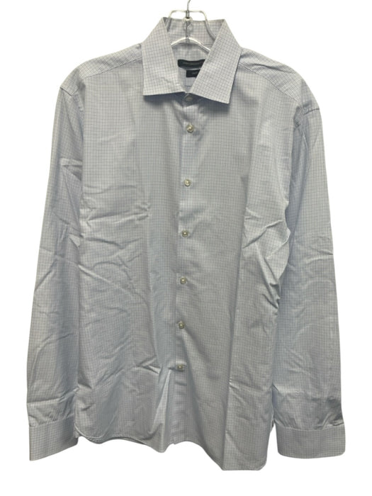 John Varvatos Size 15.5 Blue & White Cotton Plaid Button up Long Sleeve Shirt Blue & White / 15.5