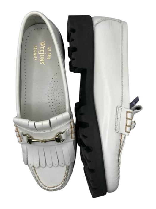 Weejuns Shoe Size 7 White & Black Fringe Gold Hardware Chunky Black Sole Loafers White & Black / 7