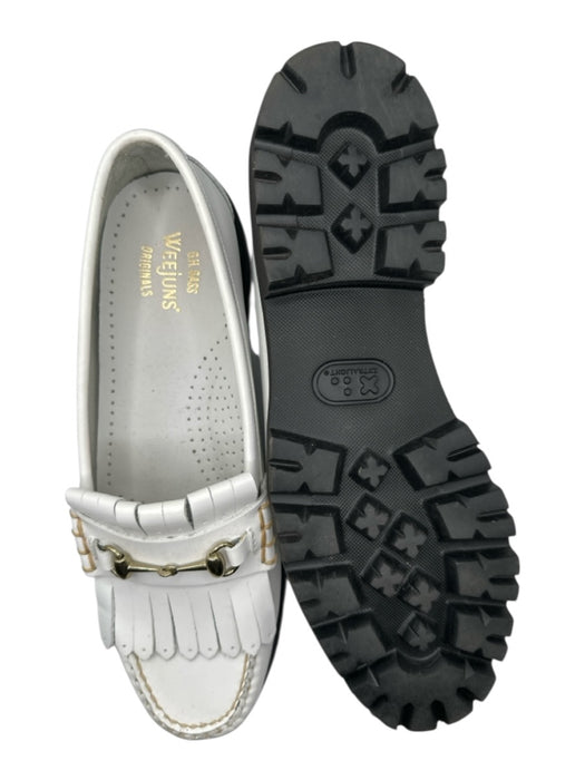 Weejuns Shoe Size 7 White & Black Fringe Gold Hardware Chunky Black Sole Loafers White & Black / 7
