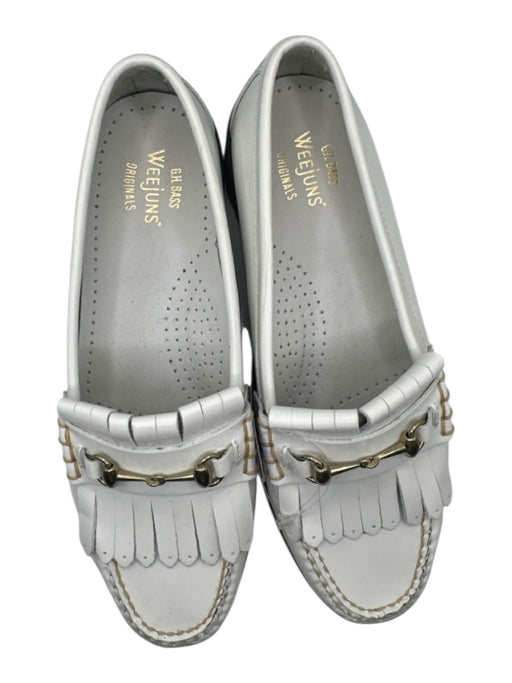Weejuns Shoe Size 7 White & Black Fringe Gold Hardware Chunky Black Sole Loafers White & Black / 7