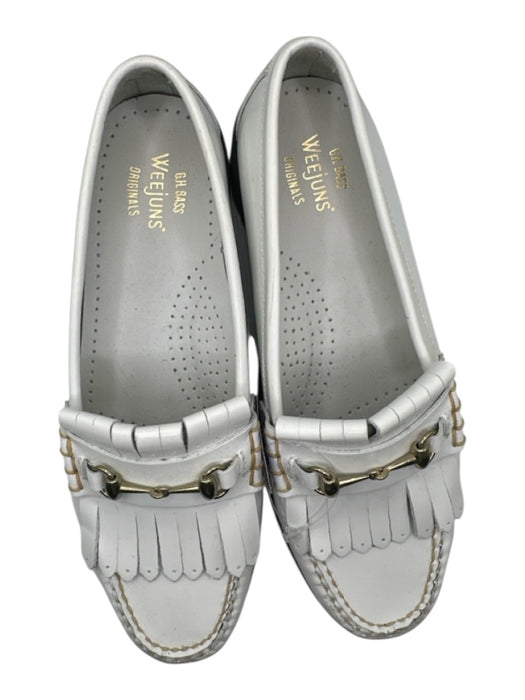 Weejuns Shoe Size 7 White & Black Fringe Gold Hardware Chunky Black Sole Loafers White & Black / 7