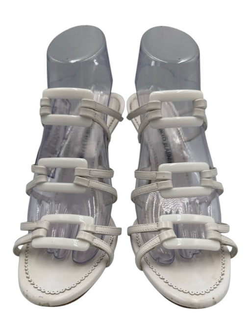 Manolo Blahnik Shoe Size 39 White Leather Upper Buckle Detail Mule Sandals White / 39