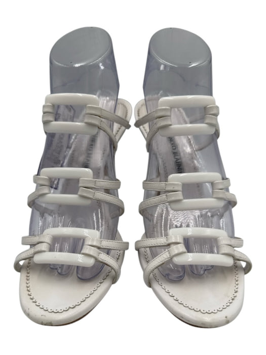 Manolo Blahnik Shoe Size 39 White Leather Upper Buckle Detail Mule Sandals White / 39