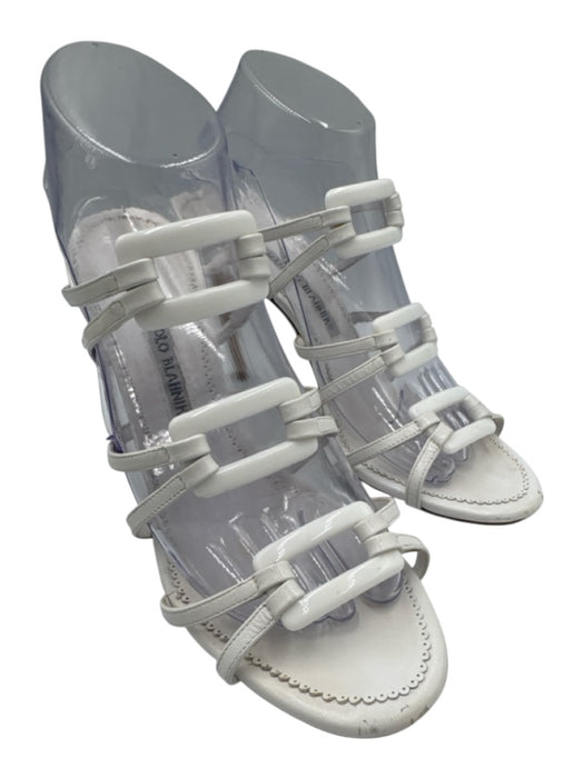 Manolo Blahnik Shoe Size 39 White Leather Upper Buckle Detail Mule Sandals White / 39
