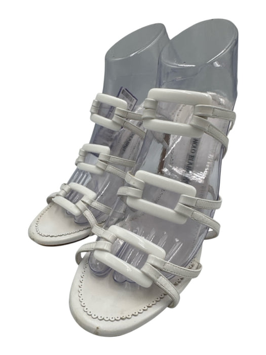 Manolo Blahnik Shoe Size 39 White Leather Upper Buckle Detail Mule Sandals White / 39