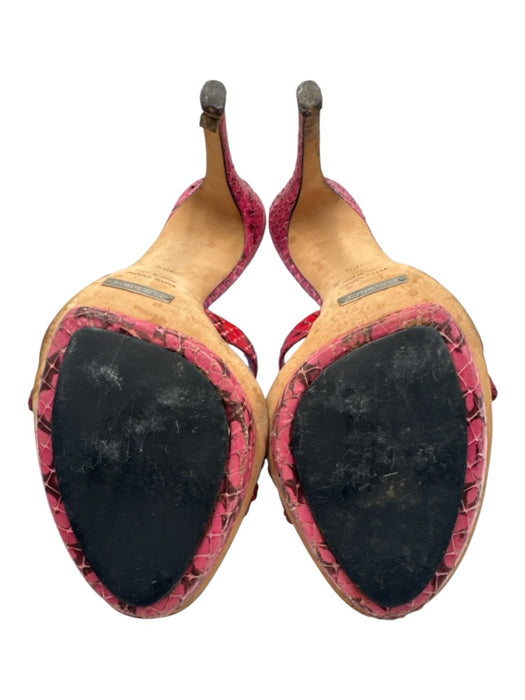 Dolce & Gabbana Shoe Size 38.5 Red & Black Leather Upper Snake Print Sandals Red & Black / 38.5