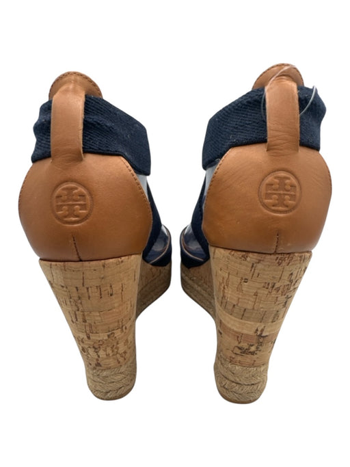 Tory Burch Shoe Size 9.5 Navy Blue & Beige textile upper Criss Cross Espadrille Navy Blue & Beige / 9.5