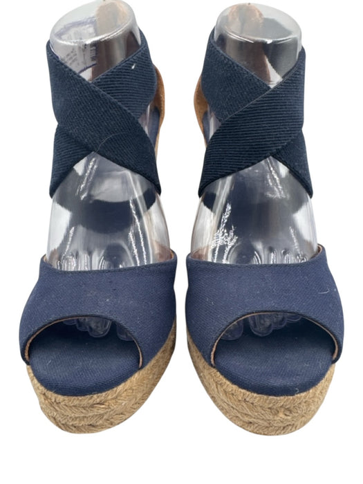 Tory Burch Shoe Size 9.5 Navy Blue & Beige textile upper Criss Cross Espadrille Navy Blue & Beige / 9.5