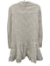 Milly Size 8 White Cotton Long Sleeve Floral Eyelet Split Neck Tiered Dress White / 8
