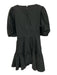 Rebecca Taylor Size 8 Black Polyester Short Puff Sleeve Twist Knot Ruched Dress Black / 8