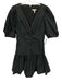 Rebecca Taylor Size 8 Black Polyester Short Puff Sleeve Twist Knot Ruched Dress Black / 8