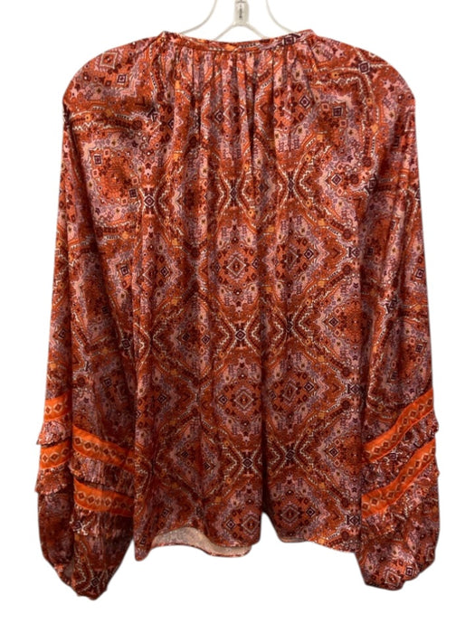 Ramy Brook Size Medium Orange, Pink, Yellow, White Polyester Long Sleeve Top Orange, Pink, Yellow, White / Medium