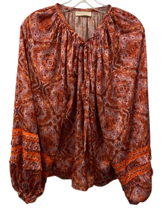Ramy Brook Size Medium Orange, Pink, Yellow, White Polyester Long Sleeve Top Orange, Pink, Yellow, White / Medium