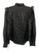 Frame Size Medium Black Linen Long Sleeve Ruffles Button Front Top Black / Medium