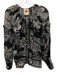 Farm Rio Size Small Black & White Long Sleeve Floral Quarter Button Sheer Top Black & White / Small
