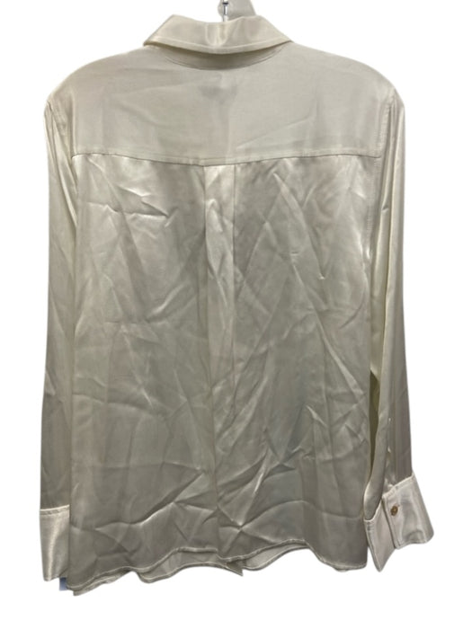 Rails Size Medium White Rayon Blend Long Sleeve Button Front Satin Collar Top White / Medium