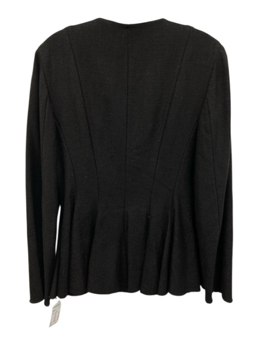 Theory Size 8 Black Viscose Blend Long Sleeve Tweed Zip Front Peplum Jacket Black / 8