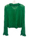Alexis Size Large Green Polyester Blend Long semi sheer sleeves Button Front Top Green / Large