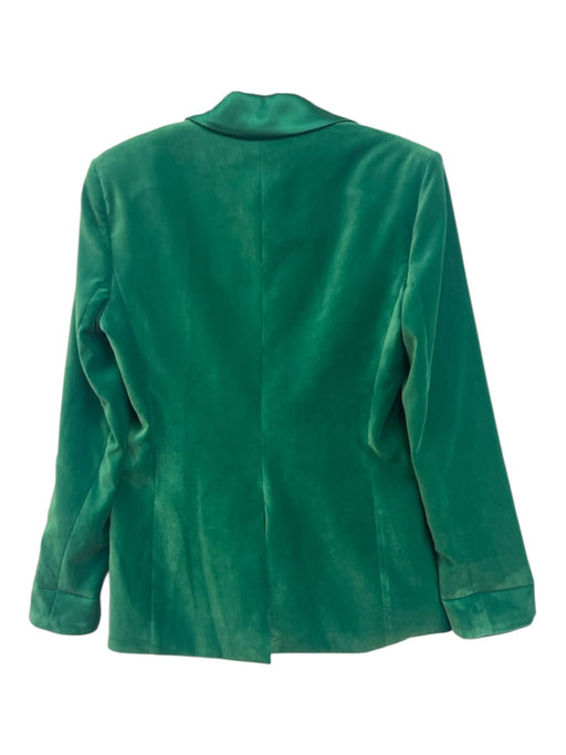 Alice + Olivia Size 8 Green Polyester Blend Velvet One Button Satin Trim Jacket Green / 8