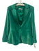 Alice + Olivia Size 8 Green Polyester Blend Velvet One Button Satin Trim Jacket Green / 8