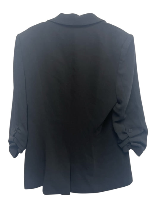 Cinq a Sept Size 10 Black Triacetate Blend Half Sleeve Ruched One Button Jacket Black / 10