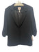 Cinq a Sept Size 10 Black Triacetate Blend Half Sleeve Ruched One Button Jacket Black / 10