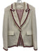 Veronica Beard Size 8 Cream, Red, Blue Cotton Blend Flap Pocket Tweed Jacket Cream, Red, Blue / 8