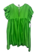 Azeeza Size S Green Silk Puff Cap Sleeve Scoop Back Tie V Neck Dress Green / S