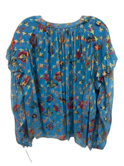 Derek Lam 10 Crosby Size 8 Blue, Red & Gold Viscose Blend Metallic Thread Top Blue, Red & Gold / 8