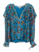 Derek Lam 10 Crosby Size 8 Blue, Red & Gold Viscose Blend Metallic Thread Top Blue, Red & Gold / 8