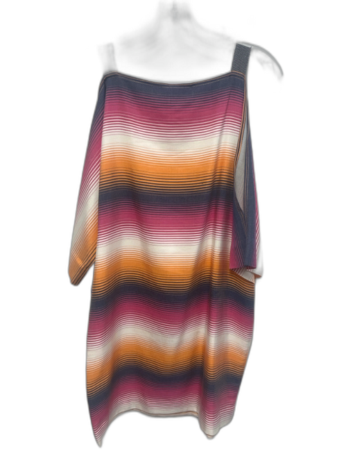 Trina Turk Size S Pink, Orange & White Cotton Blend Striped Cold Shoulder Dress Pink, Orange & White / S