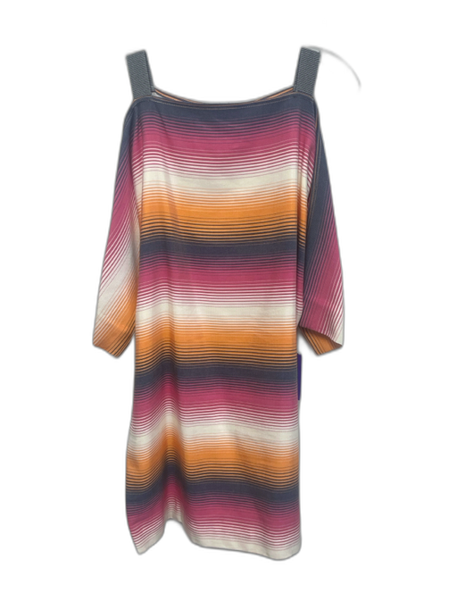 Trina Turk Size S Pink, Orange & White Cotton Blend Striped Cold Shoulder Dress Pink, Orange & White / S