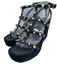 Valentino Garavani Shoe Size 39 Black Leather Upper Gold Tone Details Sandals Black / 39