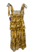 Cleobella Size XS Ocher & Yellow Cotton Abstract Print tie shoulder straps Dress Ocher & Yellow / XS