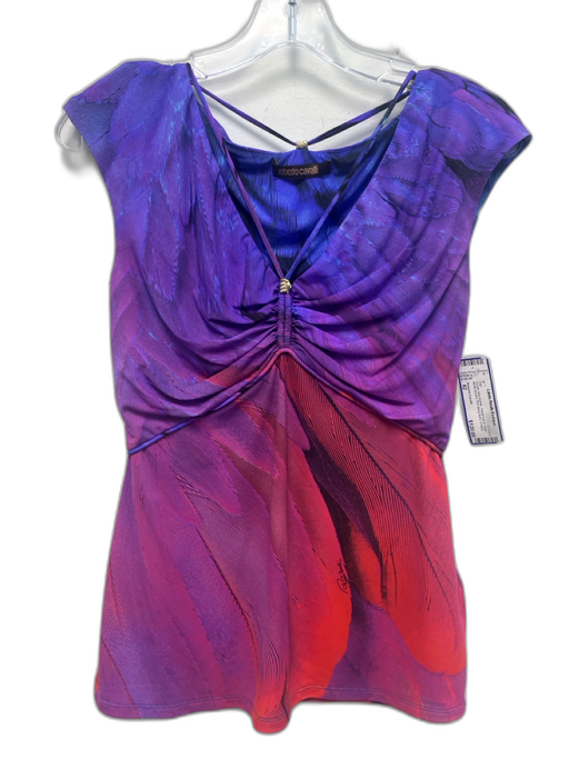 Roberto Cavalli Size 42 Purple, blue & pink Polyamide & nylon Metal Accent Top Purple, blue & pink / 42