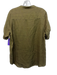CAARA Size L Slate Green Cotton & Linen Short Sleeve Button Front V Neck Top Slate Green / L