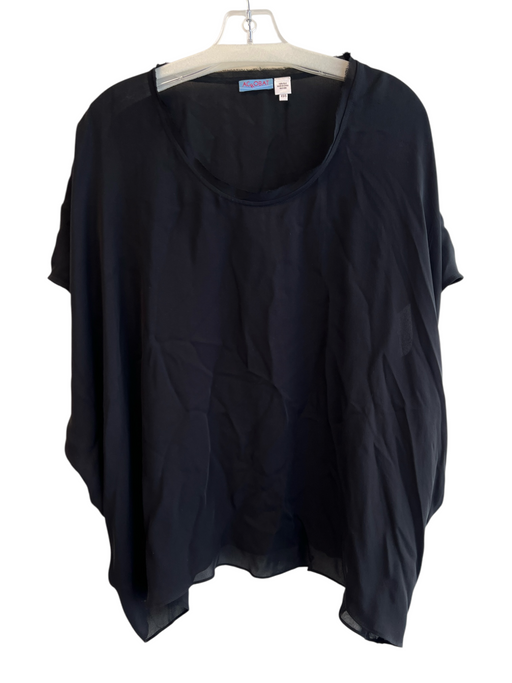 Acrobat Size XS/S Black 100% Silk Round Neck Short Cape Sleeve Semi Sheer Top Black / XS/S
