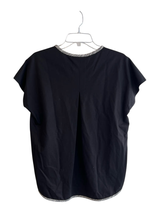 Abbey Glass Size Small Black Cupro Blend Round Neck Tweed Trim Short Sleeve Top Black / Small