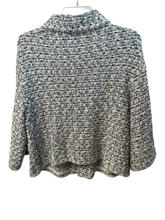 St. John Size 10 Blue Wool Blend Tweed Metallic Thread One Button Crop Jacket Blue / 10