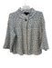 St. John Size 10 Blue Wool Blend Tweed Metallic Thread One Button Crop Jacket Blue / 10