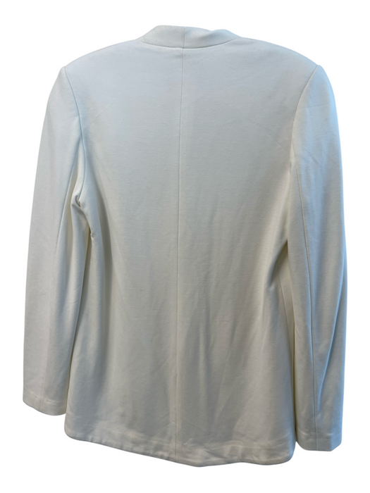 Blaque Label Size M White Rayon Blend Ponte Collarless High Low Blazer Jacket White / M