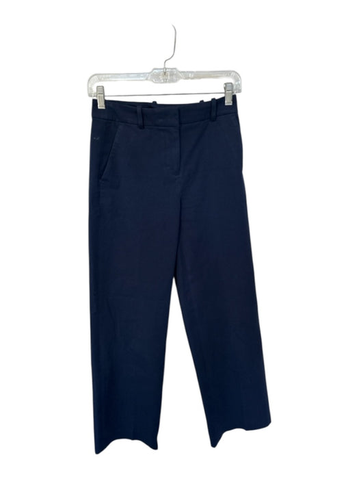 J Crew Size 00 Navy Cotton Blend Straight Leg Wide Leg Ankle Crop Pants Navy / 00