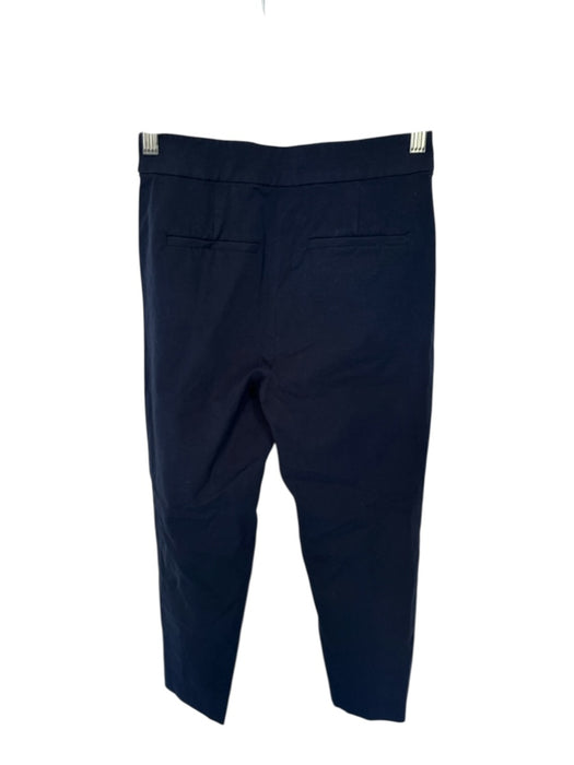 J Crew Size 0 Navy Cotton Blend Straight Leg Wide Leg Ankle Crop Front Zip Pants Navy / 0