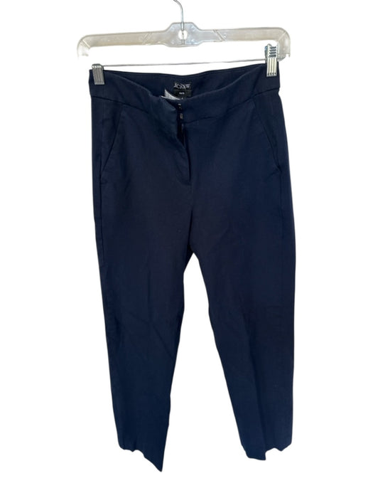 J Crew Size 0 Navy Cotton Blend Straight Leg Wide Leg Ankle Crop Front Zip Pants Navy / 0